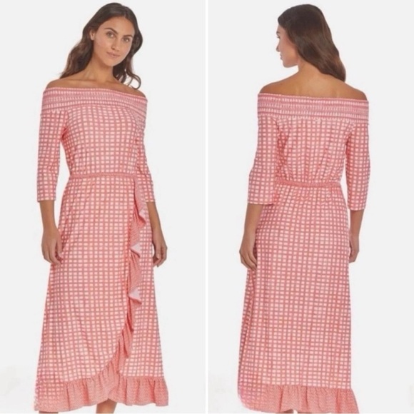 CABANA LIFE Nantucket Off Shoulder Ruffle Maxi Dress UPF 50 - Picture 2 of 16